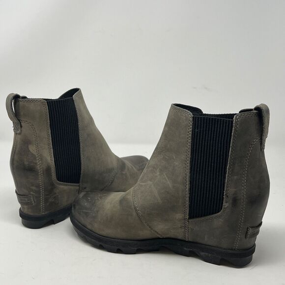 Sorel Green Joan Of Arctic NL3022-052 Leather Ankle Booties Boots Women's Sz 7.5 - Picture 5 of 9